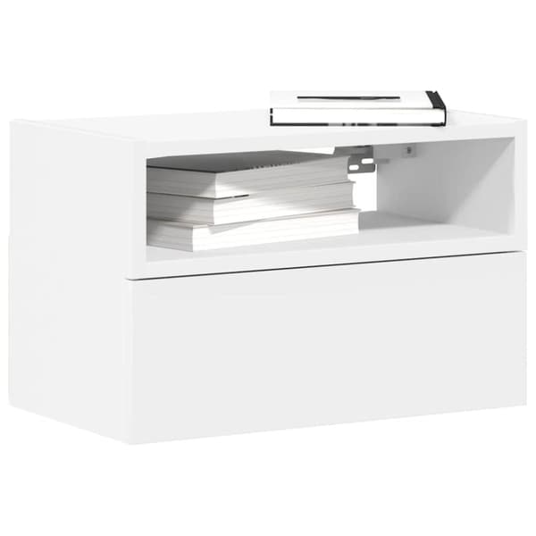 Väggmonterat sängbord vit 45x26x28,5 cm