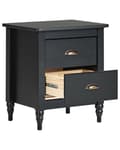 Miniatyrbilde 4 av 9: Nattbord Svart med 2 skuffer Retro Design Elegant Stil Oppbevaring til Soverom
