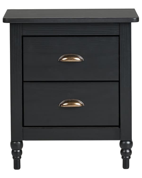 Nattbord Svart med 2 skuffer Retro Design Elegant Stil Oppbevaring til Soverom