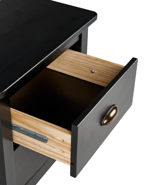 Nattbord Svart med 2 skuffer Retro Design Elegant Stil Oppbevaring til Soverom