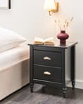 Miniatyrbilde 2 av 9: Nattbord Svart med 2 skuffer Retro Design Elegant Stil Oppbevaring til Soverom