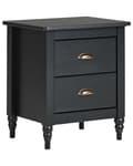 Miniatyrbilde 1 av 9: Nattbord Svart med 2 skuffer Retro Design Elegant Stil Oppbevaring til Soverom