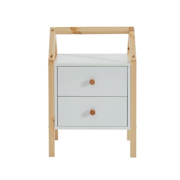 Sängbord för barn - BAÏTA - TINY sortiment - Vit och massiv furu - L 46 x D 30 x H 67 cm