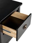 Miniatyrbillede 7 af 9: Sengebord sort fyrretræ opbevaring 2 skuffer på ben moderne retrostil soveværelse