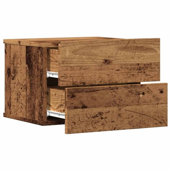 vidaXL væghængt sengebord 40x32x30 cm antikt træ