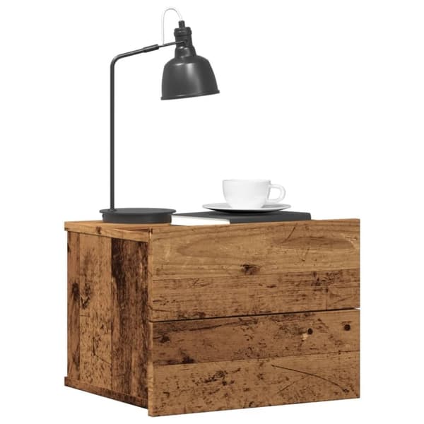vidaXL væghængt sengebord 40x32x30 cm antikt træ