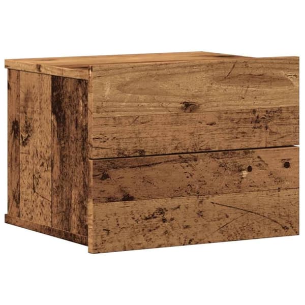 vidaXL væghængt sengebord 40x32x30 cm antikt træ