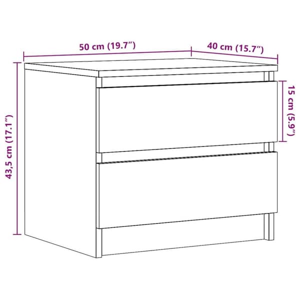 vidaXL Sängbord artisan ek 50x40x43.5 cm konstruerat trä