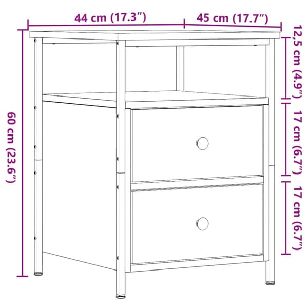 vidaXL sengebord 44x45x60 cm konstrueret træ kunsteg