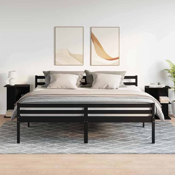 vidaXL sengeborde 2 stk. 46,5x29x61 cm konstrueret træ sort-eg