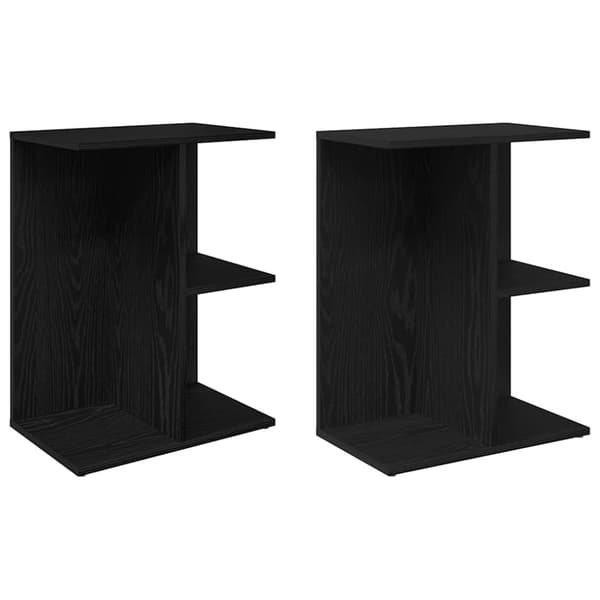 vidaXL sengeborde 2 stk. 46,5x29x61 cm konstrueret træ sort-eg