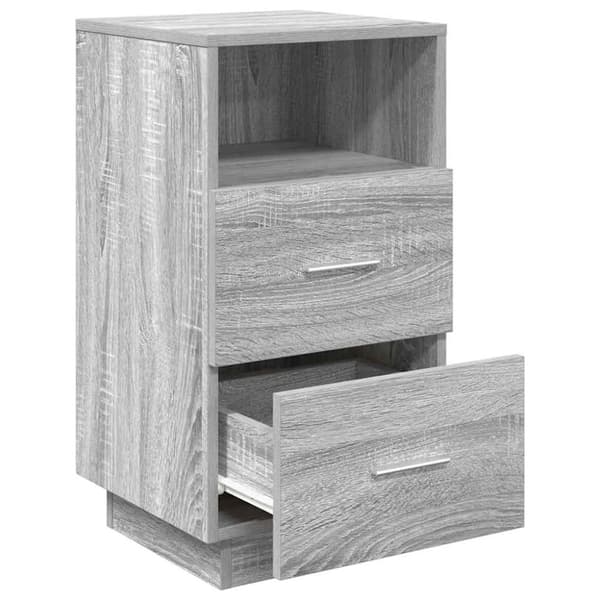 vidaXL sengebord med 2 skuffer 36x36x68 cm grå sonoma-eg