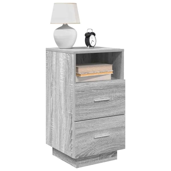 vidaXL sengebord med 2 skuffer 36x36x68 cm grå sonoma-eg