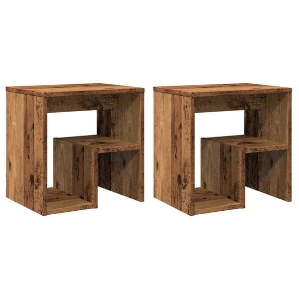 vidaXL sengeborde 2 stk. 40x30x40 cm konstrueret træ gammelt trælook