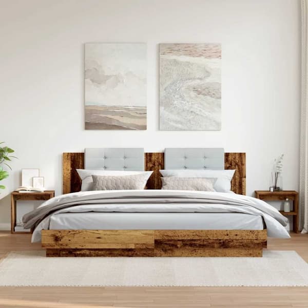 vidaXL sengeborde 2 stk. 40x30x40 cm konstrueret træ gammelt trælook