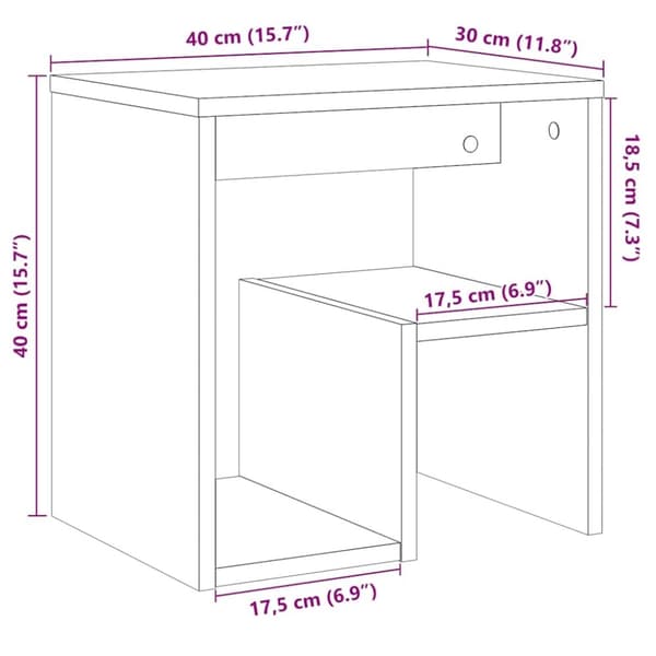 vidaXL sengeborde 2 stk. 40x30x40 cm konstrueret træ gammelt trælook