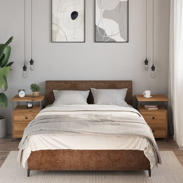 vidaXL sengeborde 2 stk. 44x45x60 cm konstrueret træ kunsteg