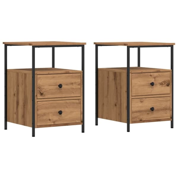 vidaXL Nattbord 2 stk artisan eik 34x35,5x50 cm konstruert tre