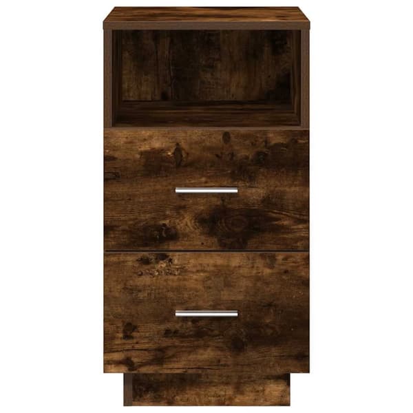 vidaXL sengebord med 2 skuffer 36x36x68 cm røget egetræsfarve