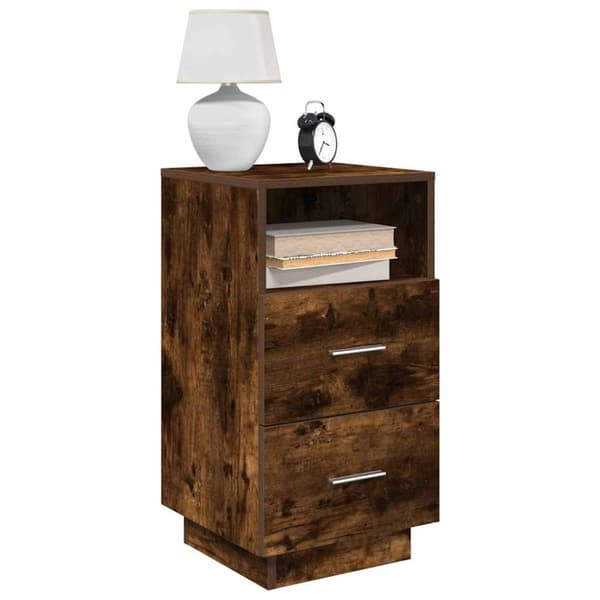 vidaXL sengebord med 2 skuffer 36x36x68 cm røget egetræsfarve