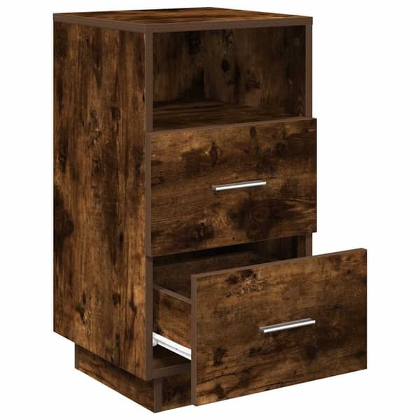 vidaXL sengeborde 2 stk. med 2 skuffer 36x36x68 cm røget egetræsfarve