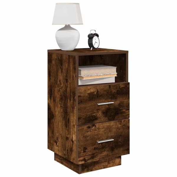 vidaXL sengeborde 2 stk. med 2 skuffer 36x36x68 cm røget egetræsfarve