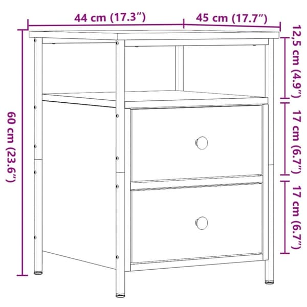 vidaXL Nattbord gammelt tre 44x45x60 cm konstruert tre