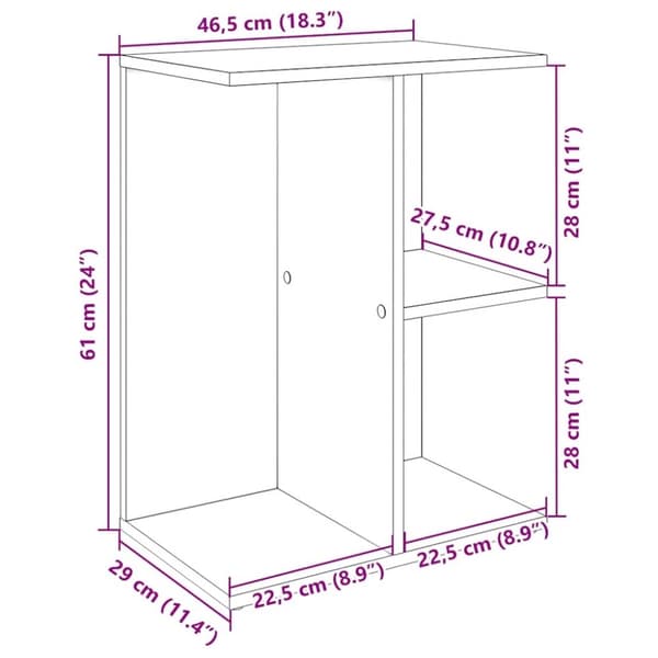 vidaXL Nattbord svart eik 46,5x29x61 cm konstruert tre
