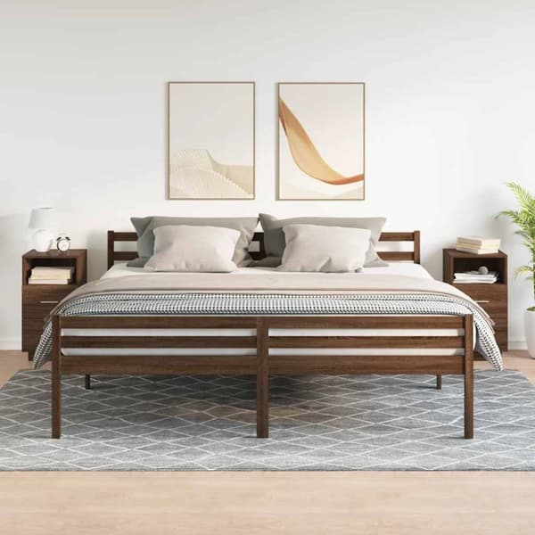 vidaXL Nattbord 2 stk med 2 skuffer brun eik 36x36x68 cm