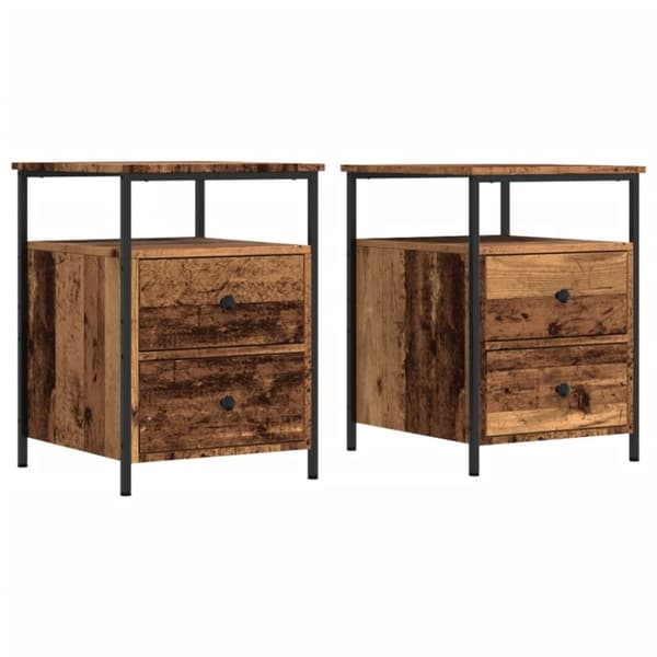 vidaXL sengeborde 2 stk. 44x45x60 cm konstrueret træ antikt trælook