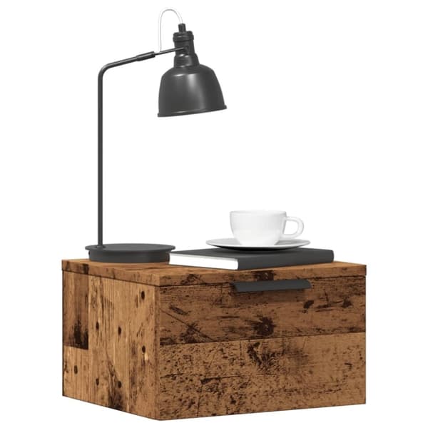 vidaXL væghængt sengebord 34x30x20 cm antikt træ
