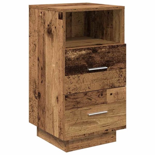 vidaXL sengebord med 2 skuffer 36x36x68 cm antikt træ