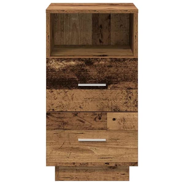 vidaXL sengebord med 2 skuffer 36x36x68 cm antikt træ