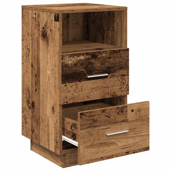 vidaXL sengebord med 2 skuffer 36x36x68 cm antikt træ