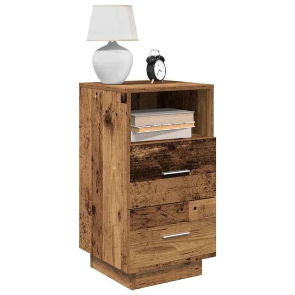 vidaXL sengebord med 2 skuffer 36x36x68 cm antikt træ