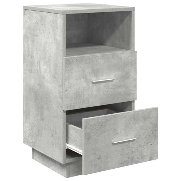 vidaXL Sängbord 2 st med 2 lådor betonggrå 36x36x68 cm