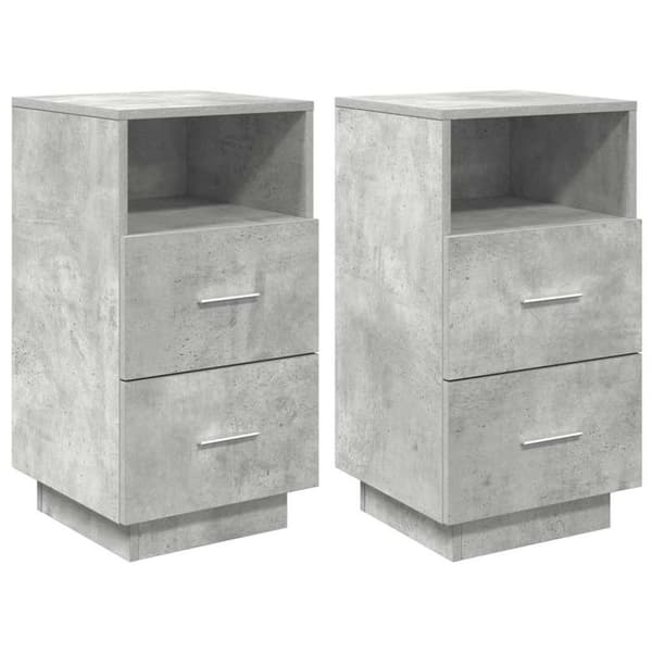 vidaXL Sängbord 2 st med 2 lådor betonggrå 36x36x68 cm