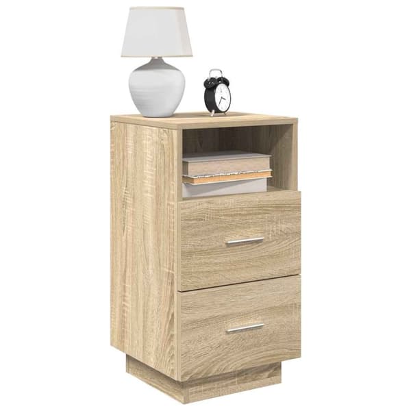 vidaXL Yöpöytäkaapit 2 kpl 2 laatikolla Sonoma-tammi 36x36x68cm