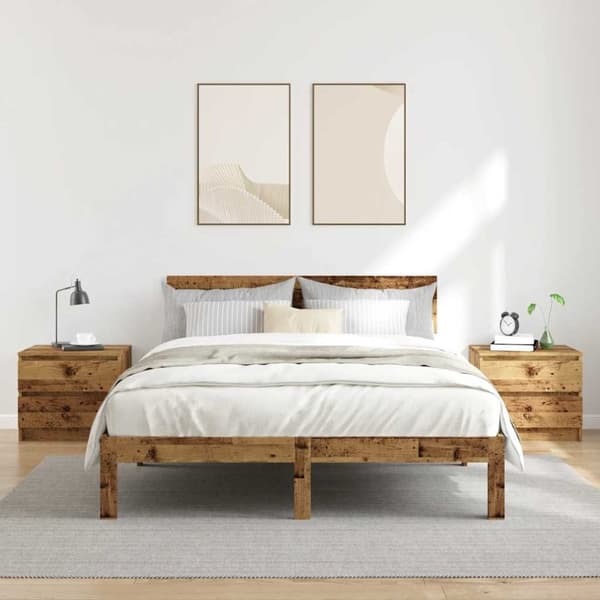 vidaXL Sängbord 2 st åldrat trä 50x40x43.5 cm konstruerat trä