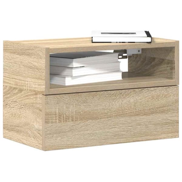 vidaXL væghængt sengebord 45x26x28,5 cm sonoma-eg