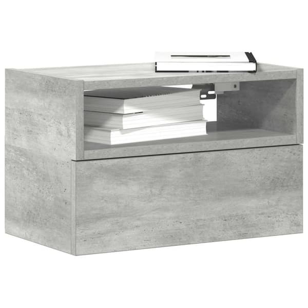 vidaXL Seinäkiinnitettävä yöpöytä betoninharmaa 45x26x28,5 cm