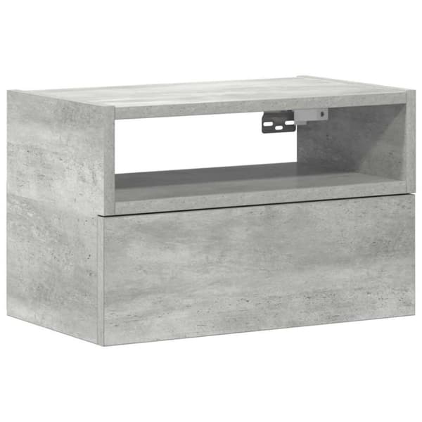 vidaXL Seinäkiinnitettävä yöpöytä betoninharmaa 45x26x28,5 cm