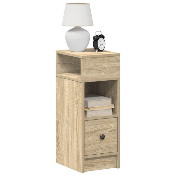 vidaXL sengebord med skuffe 25x31x66 cm sonoma-eg