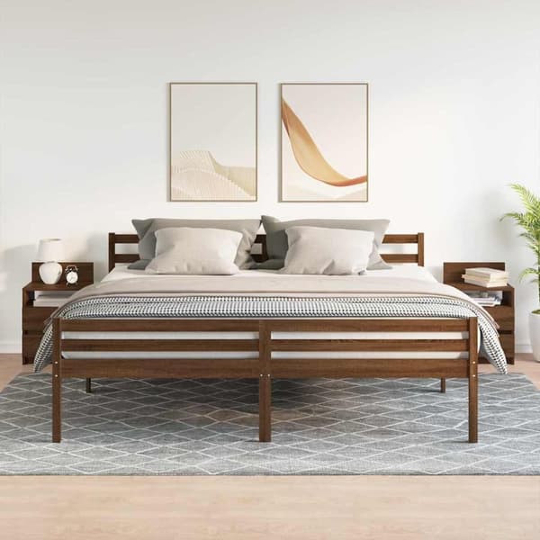 vidaXL sengeborde 2 stk. med 2 skuffer 40x33x60 cm brun egetræsfarve