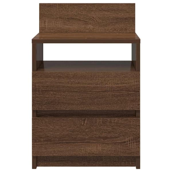 vidaXL sengeborde 2 stk. med 2 skuffer 40x33x60 cm brun egetræsfarve