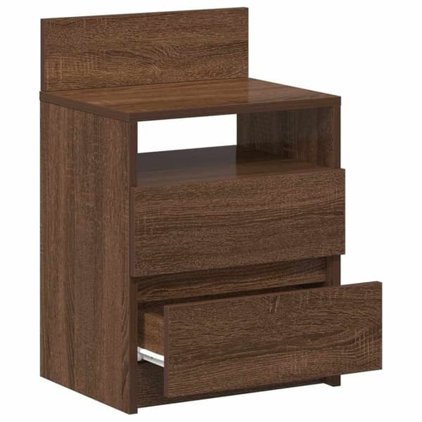 vidaXL sengeborde 2 stk. med 2 skuffer 40x33x60 cm brun egetræsfarve