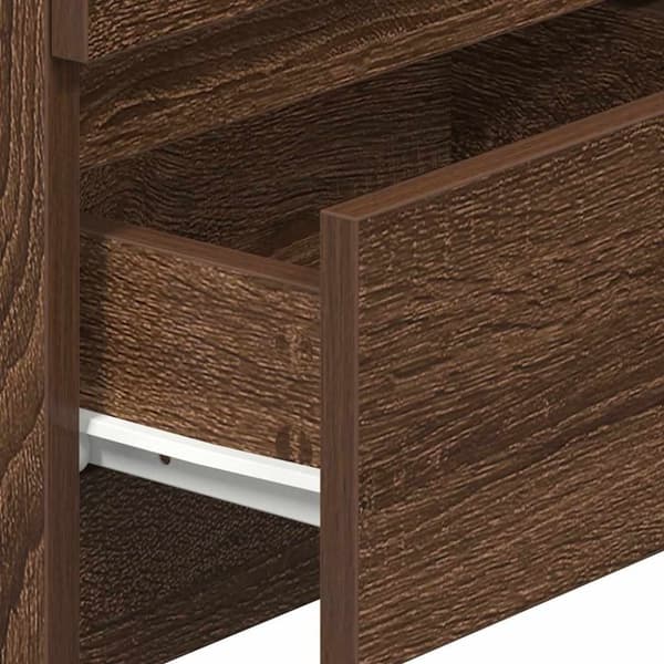 vidaXL sengeborde 2 stk. med 2 skuffer 40x33x60 cm brun egetræsfarve