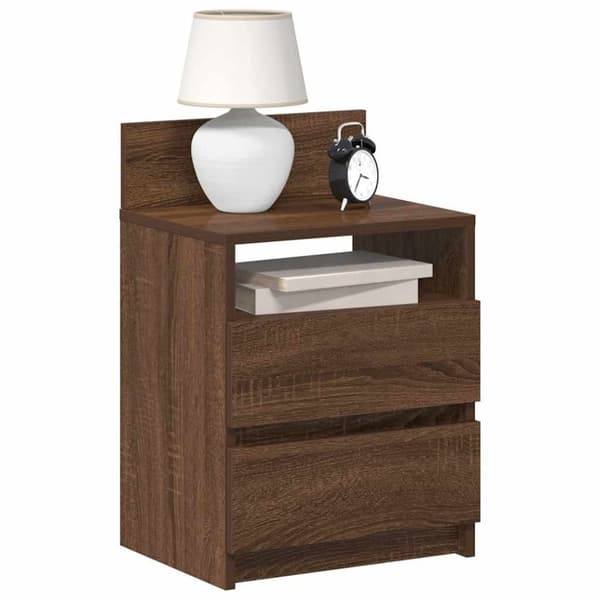 vidaXL sengeborde 2 stk. med 2 skuffer 40x33x60 cm brun egetræsfarve