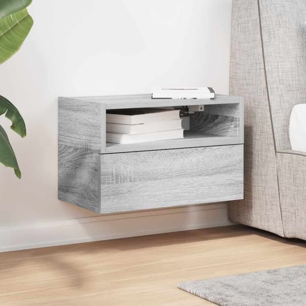 vidaXL væghængt sengebord 45x26x28,5 cm grå sonoma-eg