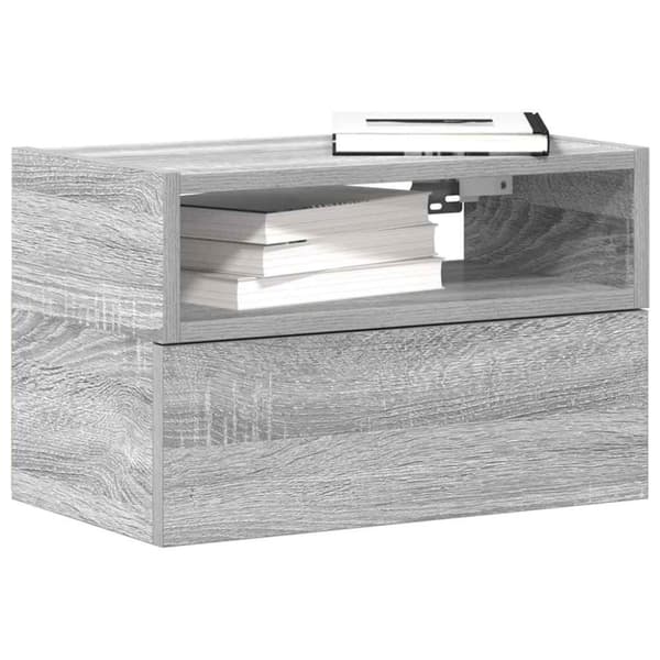 vidaXL væghængt sengebord 45x26x28,5 cm grå sonoma-eg